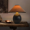 Fabric Ash Wood Conic Table Lamp