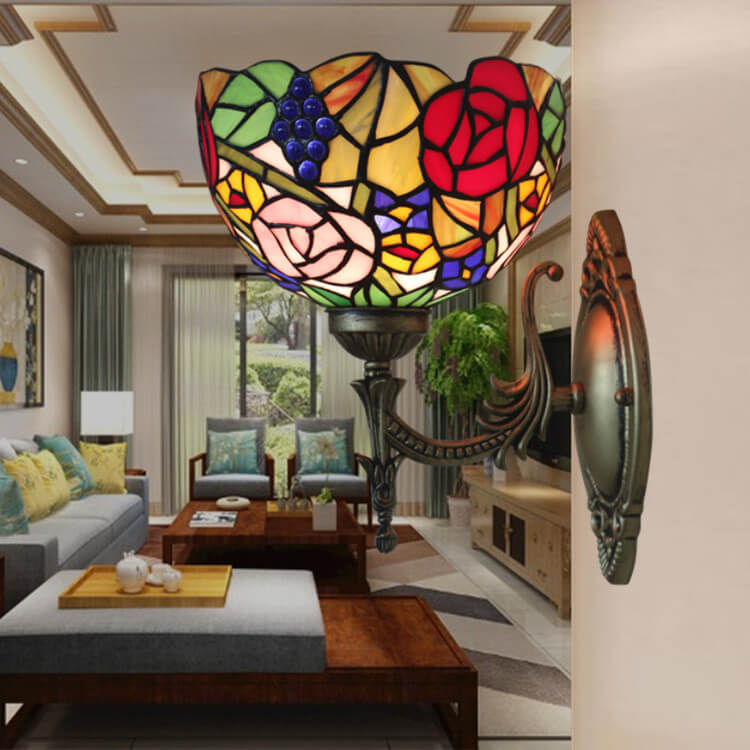 Grape Flower Bowl Stained Wall Lamp
