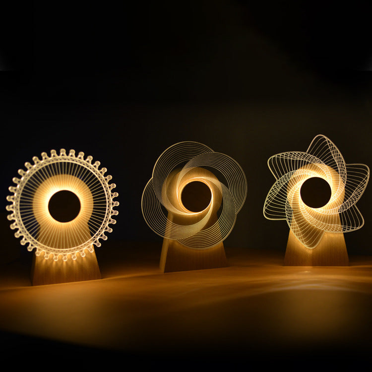 Wood Acrylic Observation Wheel Table Lamp