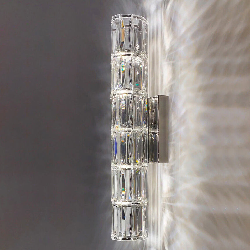 Silver Crystal Column 3/4/6 4-Light Wall Lamp