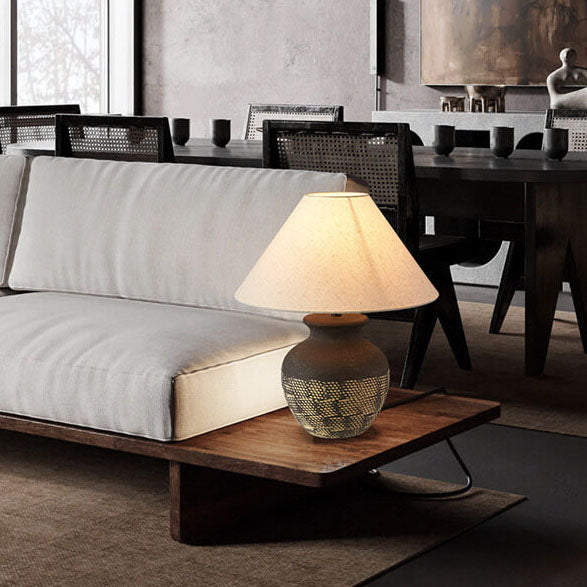 Fabric Ceramic Jar Study Table Lamp