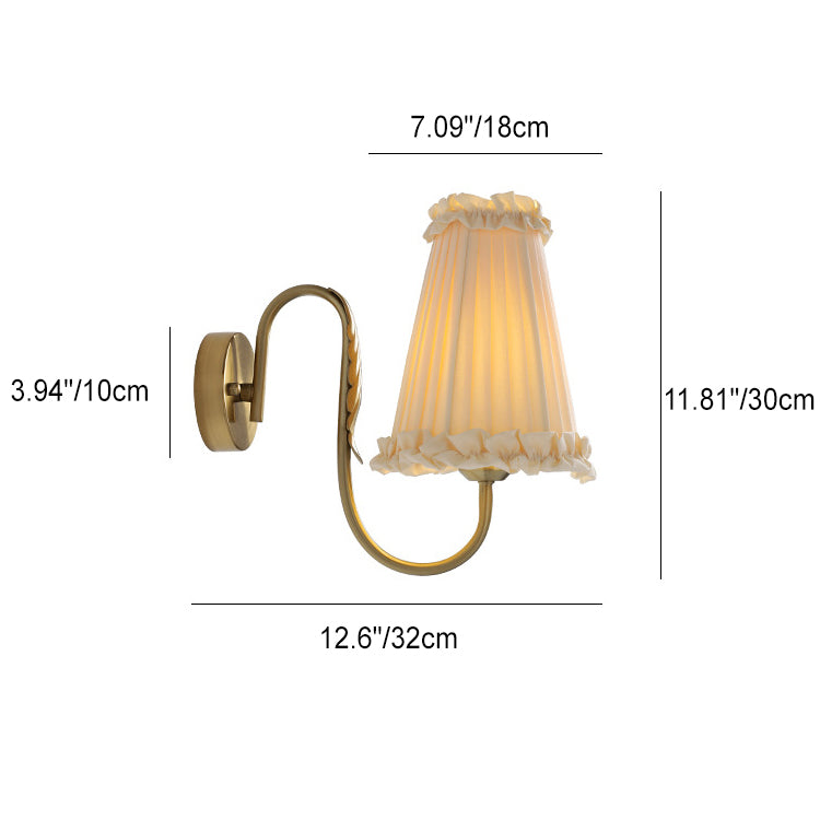 Pastoral Pleated Fabric Lace Wall Lamp