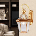 Hexagonal Lantern Brass Glass Outdoor Light