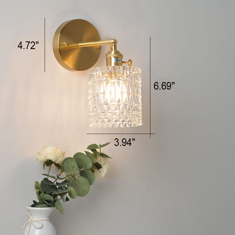 Brass Glass Cylinder Wall Lamp