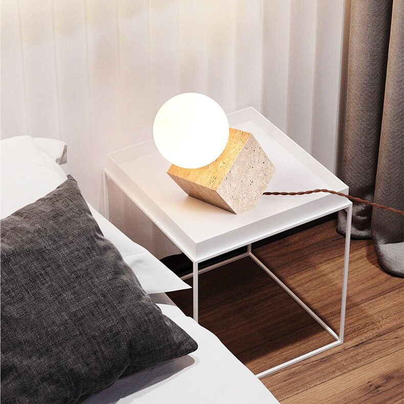 Nostalgic Yellow Travertine Inclined Table Lamp