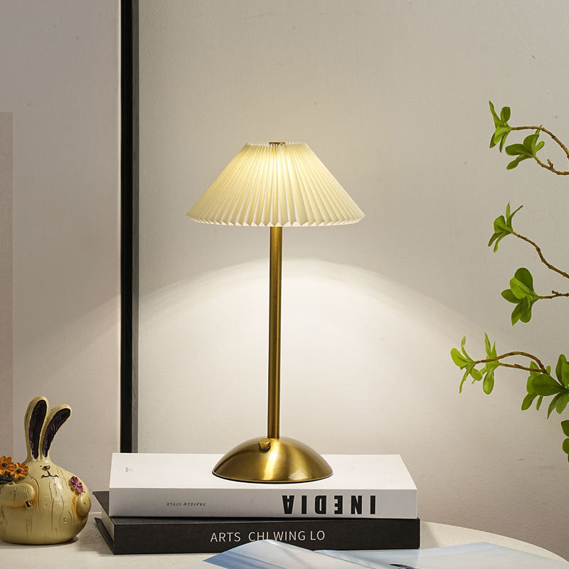 Rechargeable Iron Fabric Conic Table Lamp