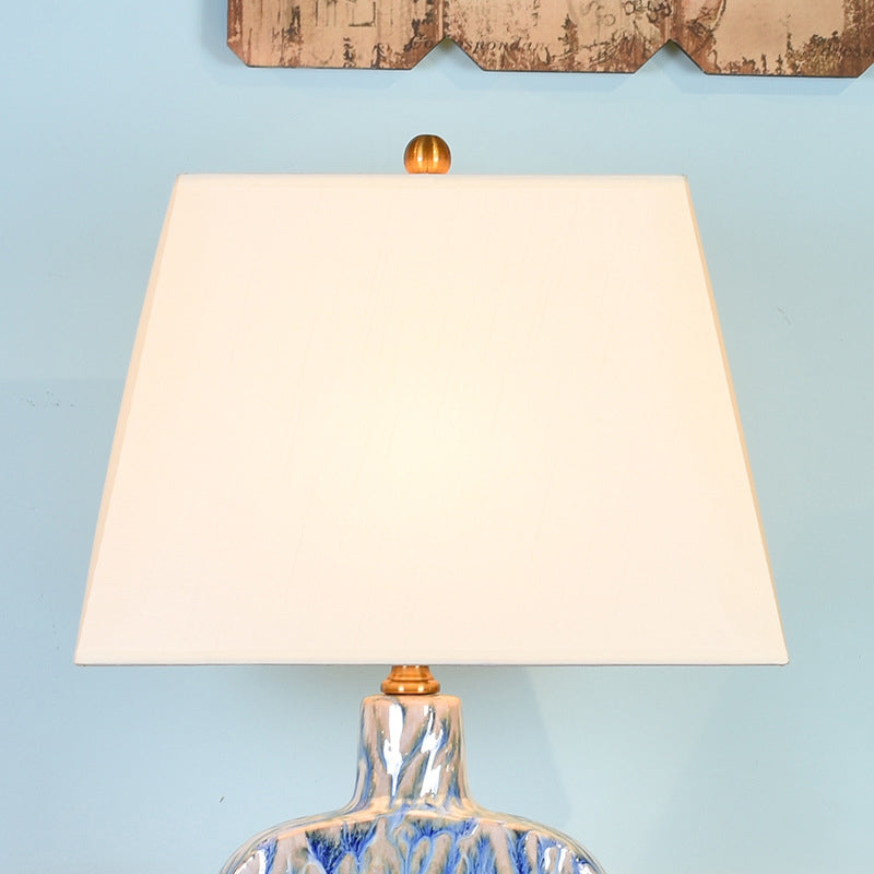Square Copper Ceramic Fabric Table Lamp