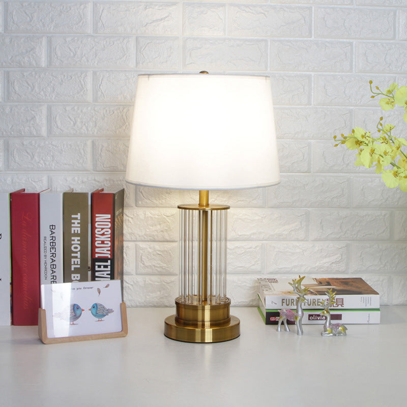 Round Cylinder Metal Crystal Table Lamp