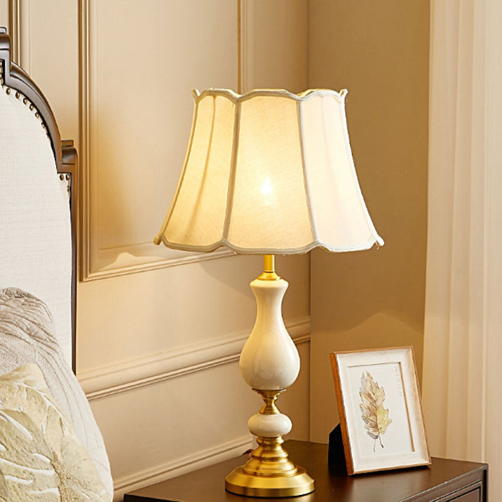 Trapezoidal Vase Ceramic Fabric Table Lamp