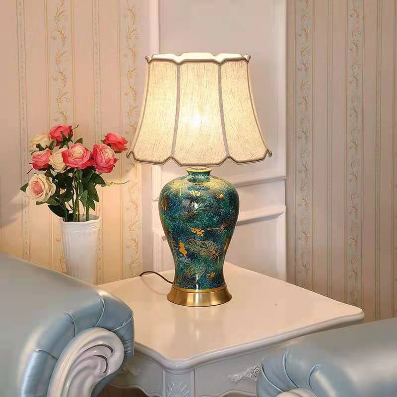 Fabric Ceramic Vase Home Table Lamp