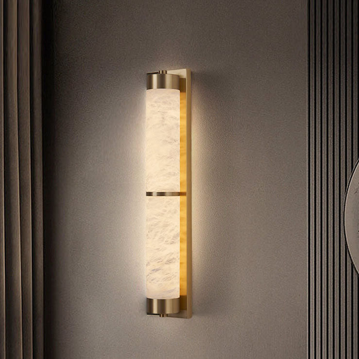 Full Copper Marble Column Wall Lamp