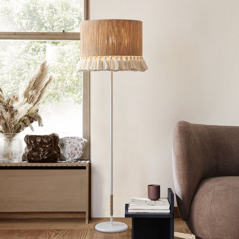 Hemp Rope Weaving Cylinder Floor Lamp