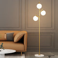 Orb Pillar Metal Marble 3-Light Floor Lamp