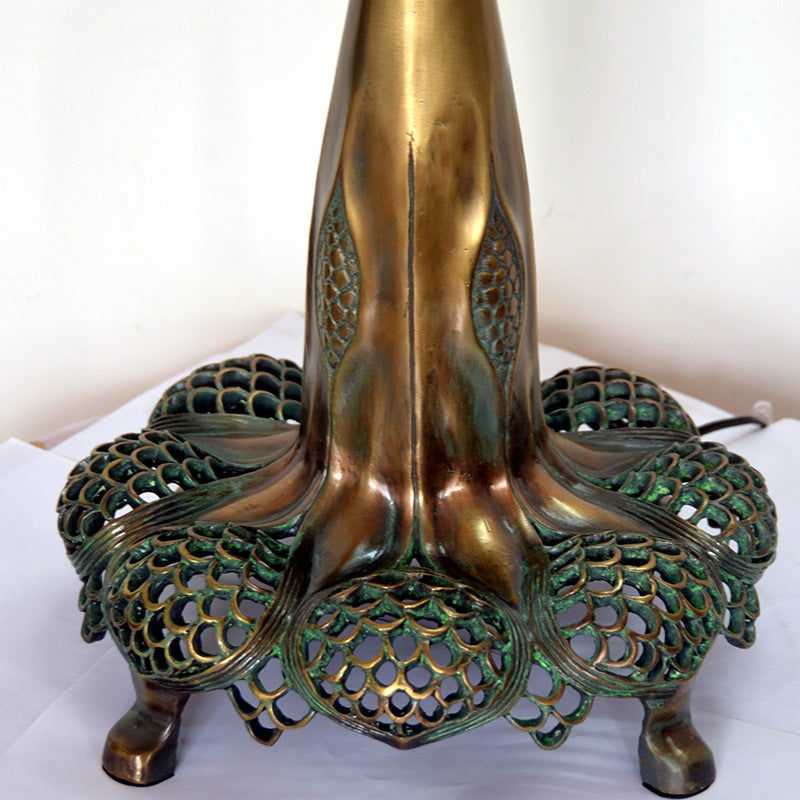 Dragonfly Stained Glass Dome 3-Light Table Lamp