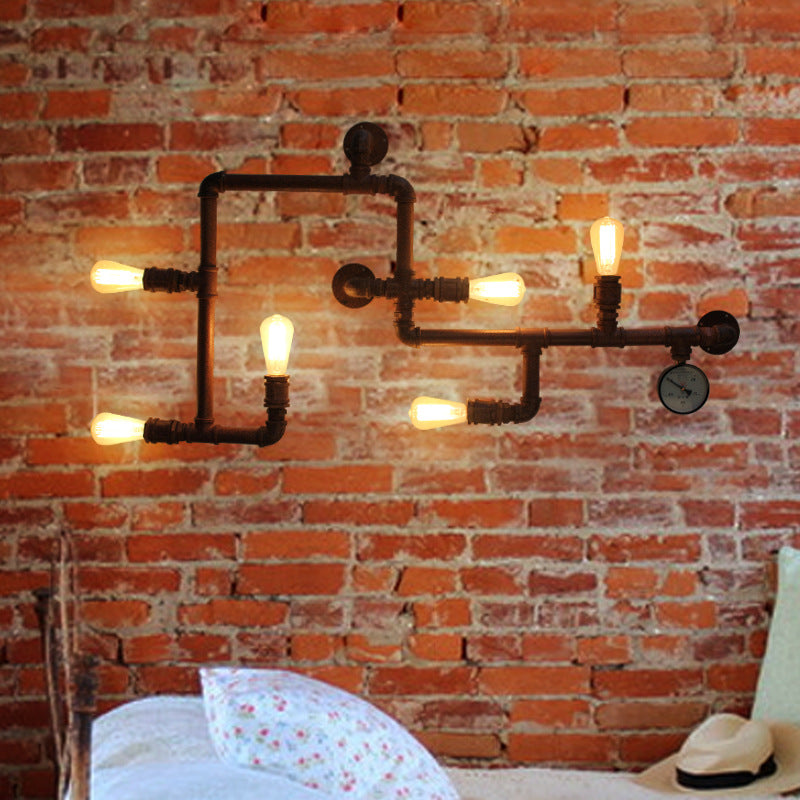 Iron Water Pipe 6-Light Wall Lamp