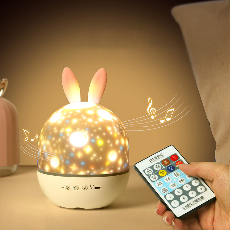 Kids Projectable Round Rabbit Table Lamp