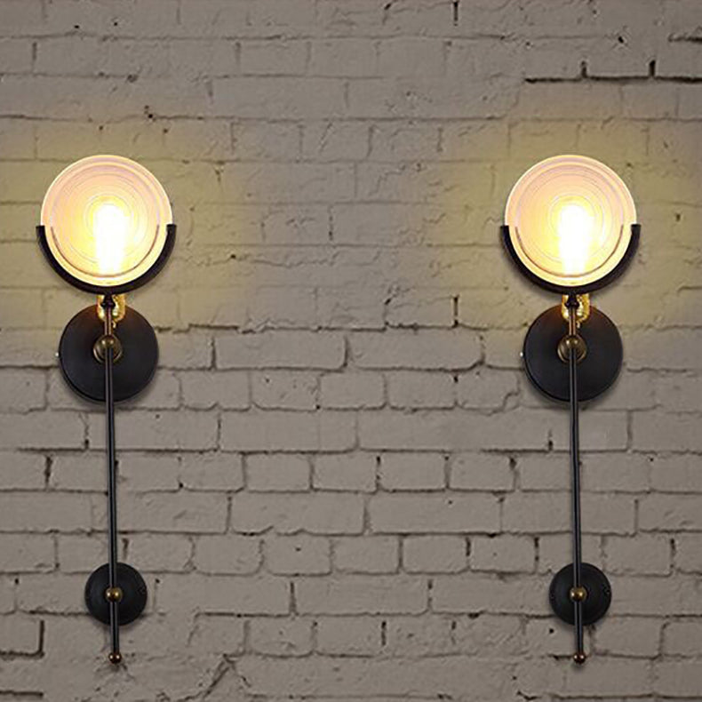 Iron Glass Round Disc Wall Lamp
