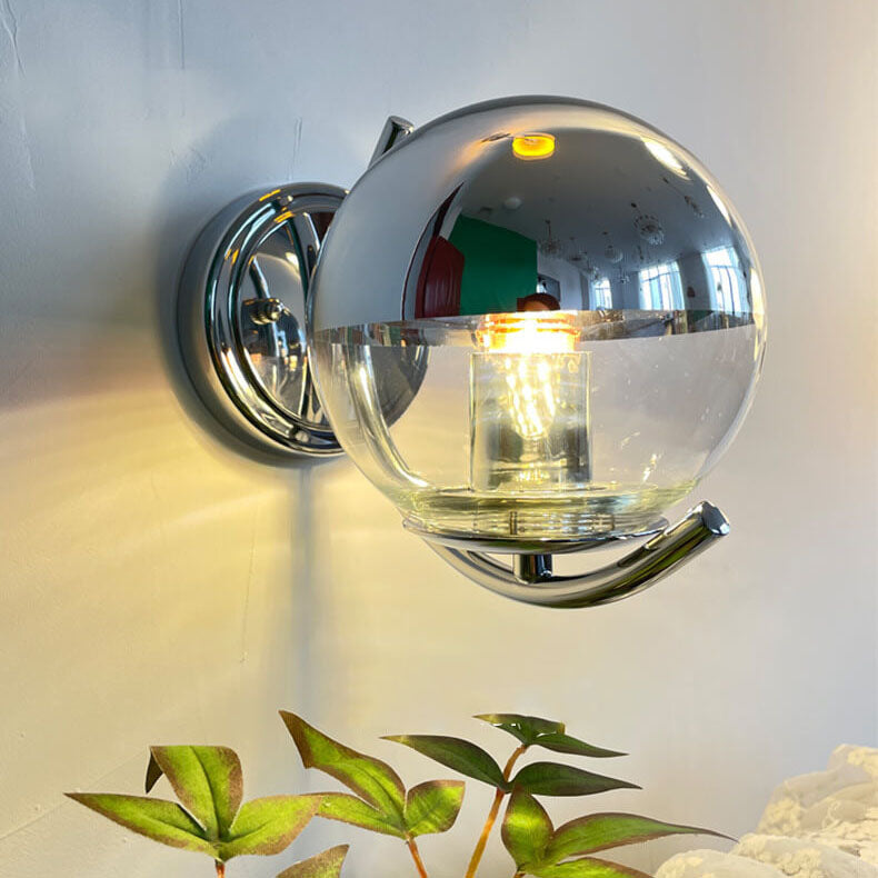 Chrome Glass Globe Wall Lamp