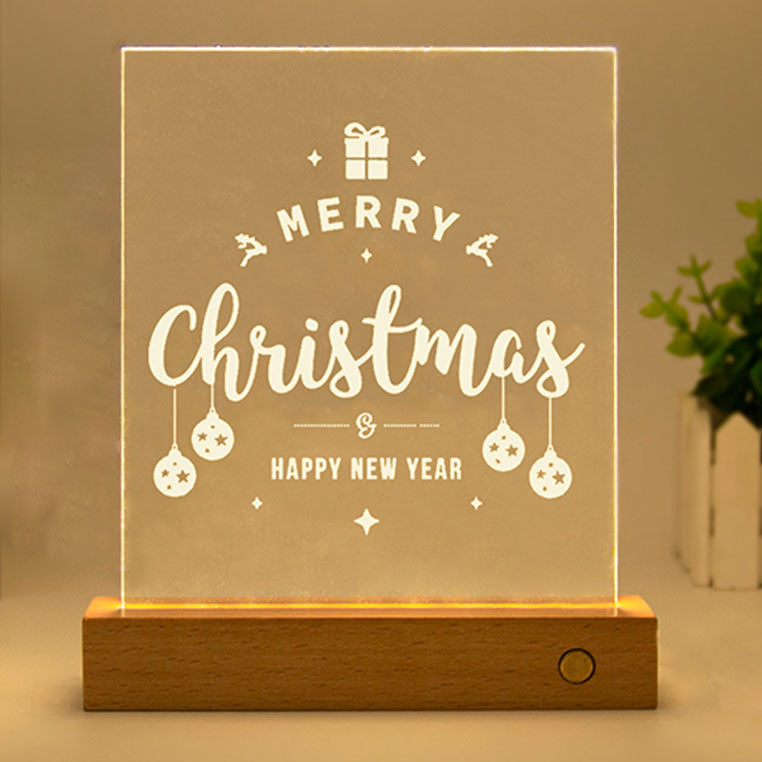 Christmas Rectangular Acrylic Plate Table Lamp
