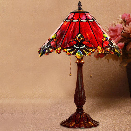 Mediterranean Stained Glass Tapered 2-Light Table Lamp