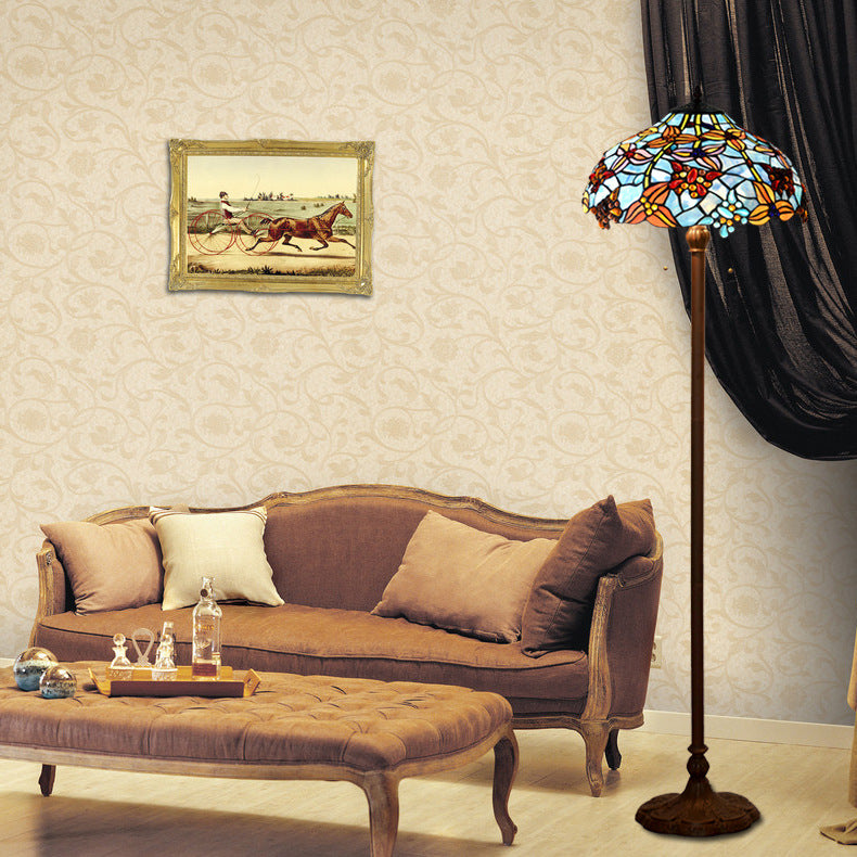 Butterfly Decoration Stained Glass 2-Light Floor Lamp