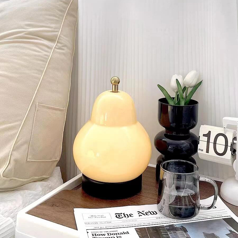 Metal Glass Pear Bedroom Table Lamp