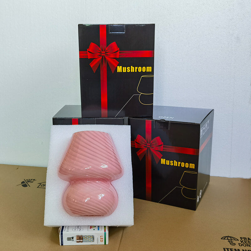Striped Mushroom Glass Table Lamp