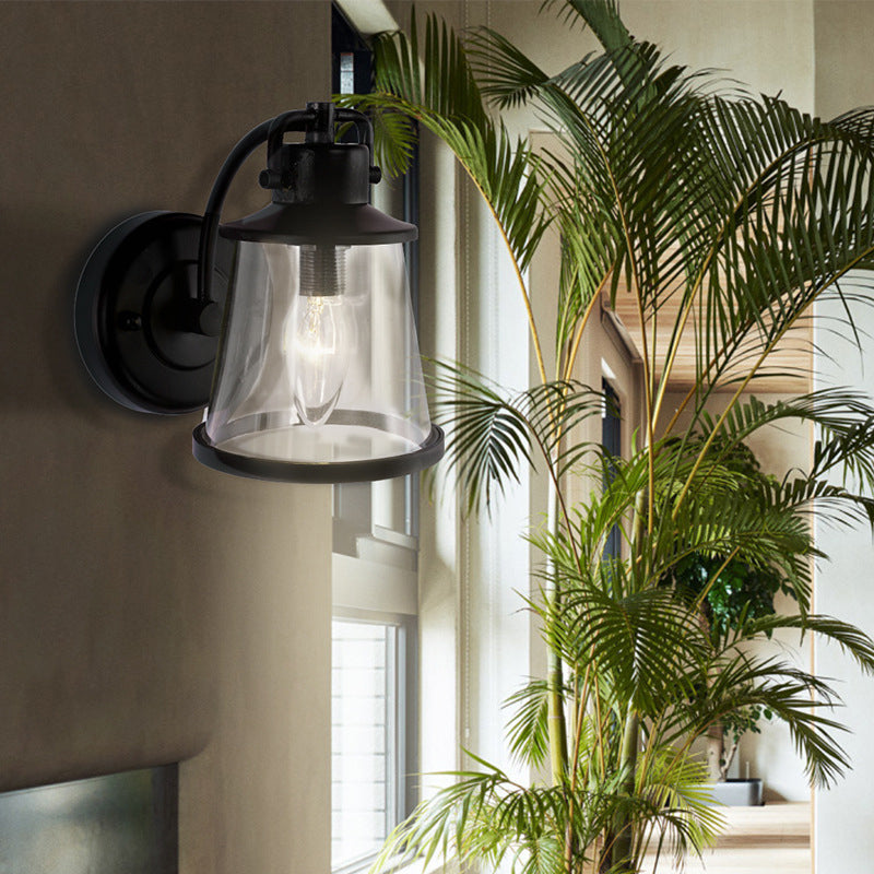 Iron Glass Round Hallway Wall Lamp