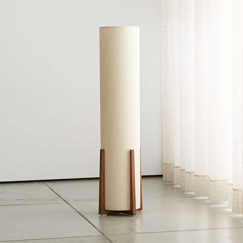 Cylinder Wooden Fabric Living Floor Lamp