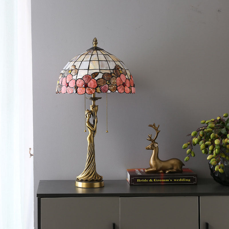 Copper Goddess Statue Shell 2-Light Table Lamp