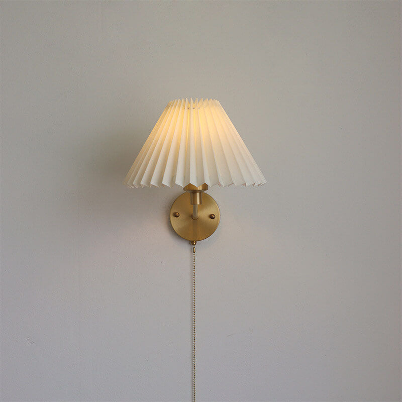Pleated Brass Wall Lamp