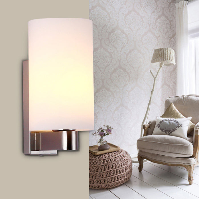 Iron Glass Cylinder Hallway Wall Lamp