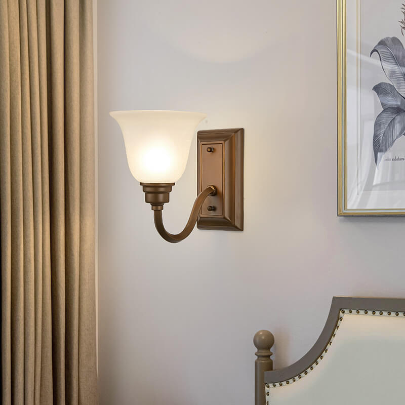 Iron Frame Floral Glass Wall Lamp