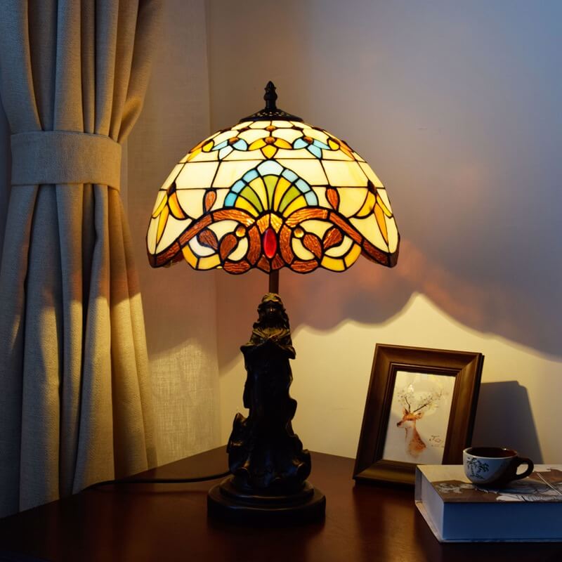 Lotus Stained Glass Dome Table Lamp