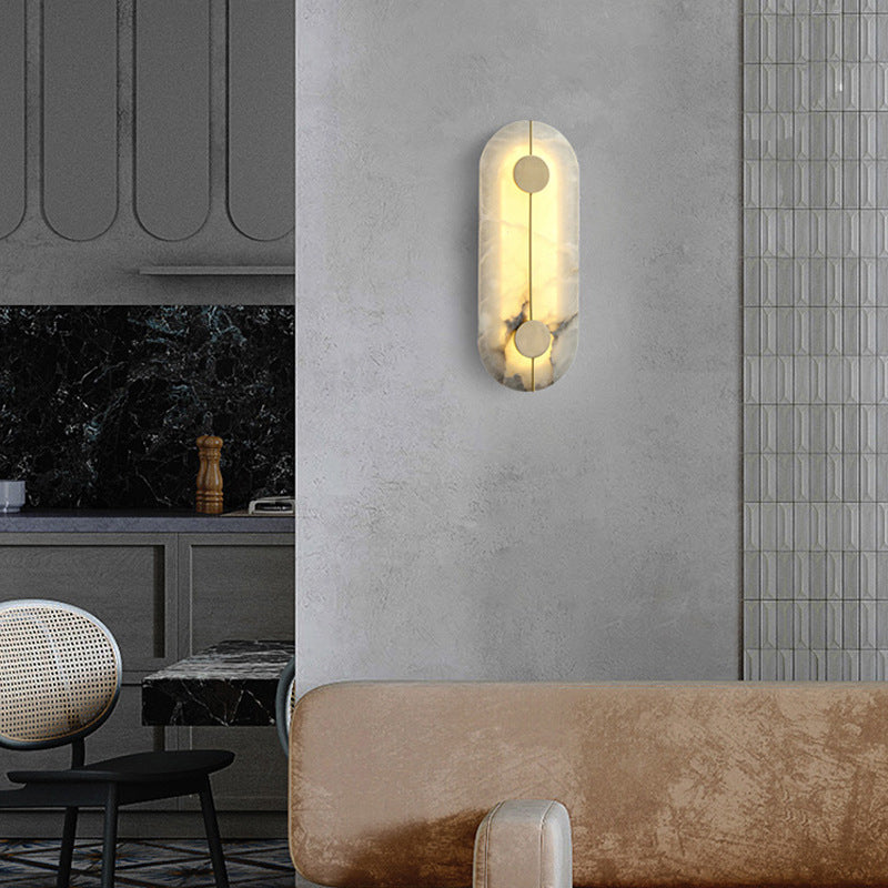 Copper Marble Round Elliptical Wall Lamp