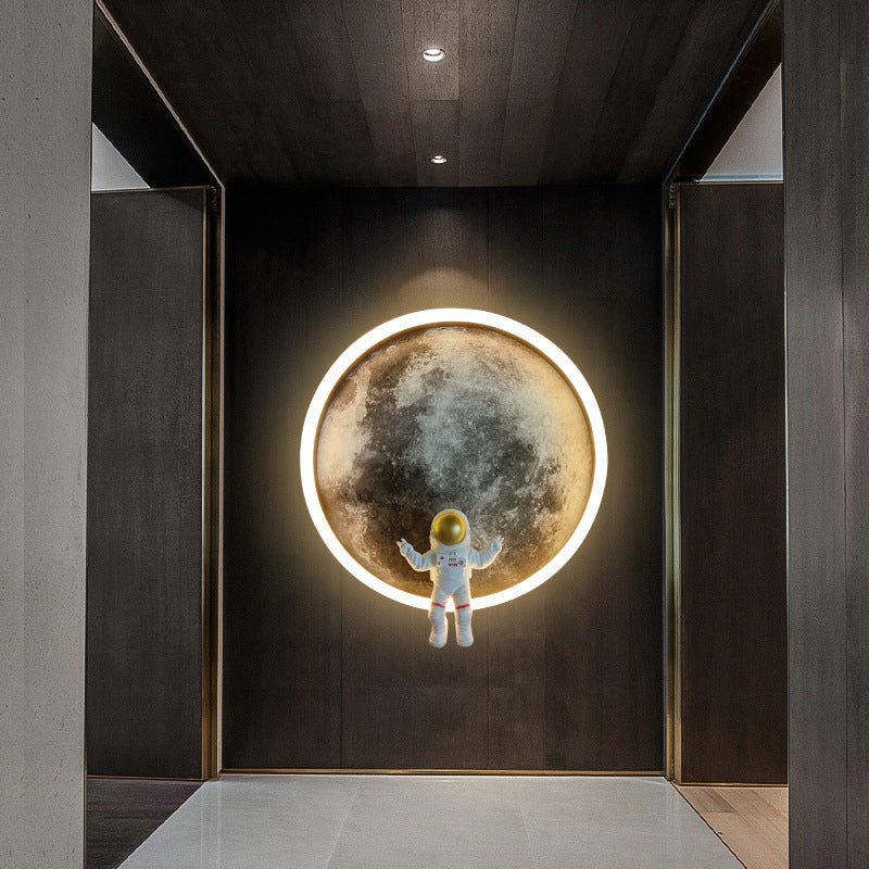 Round Lunar Astronaut Hardware Wall Lamp