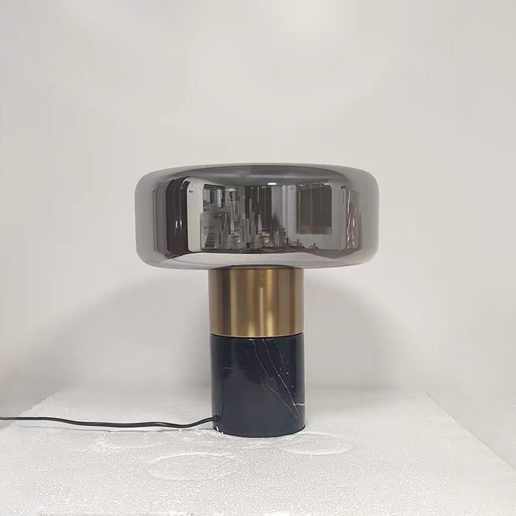 Glass Cylindrical Iron Marble Table Lamp