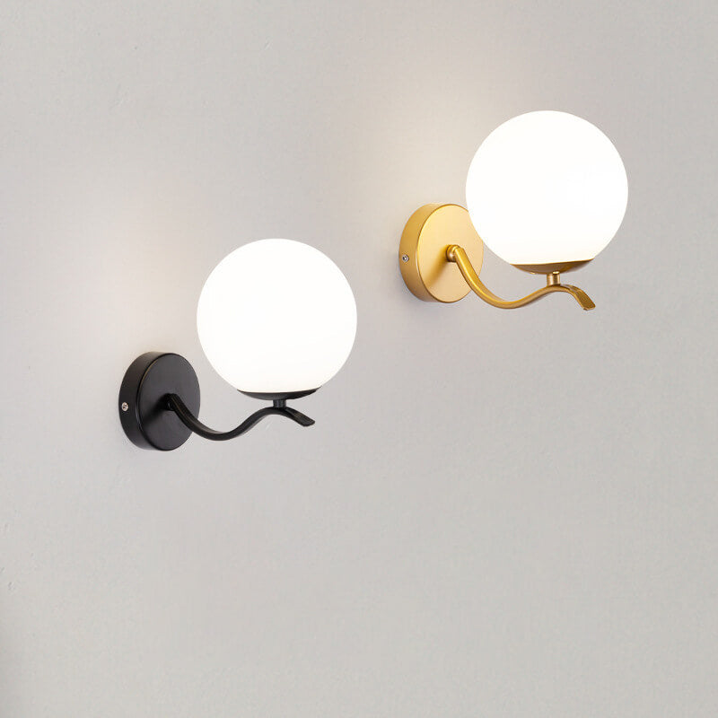 Iron Bracket Spherical Glass Wall Lamp