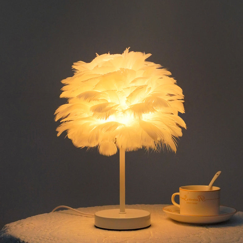 Iron Feather Bedroom Table Lamp