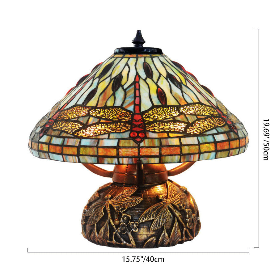 Dragonfly Stained Glass Copper 2-Light Table Lamp