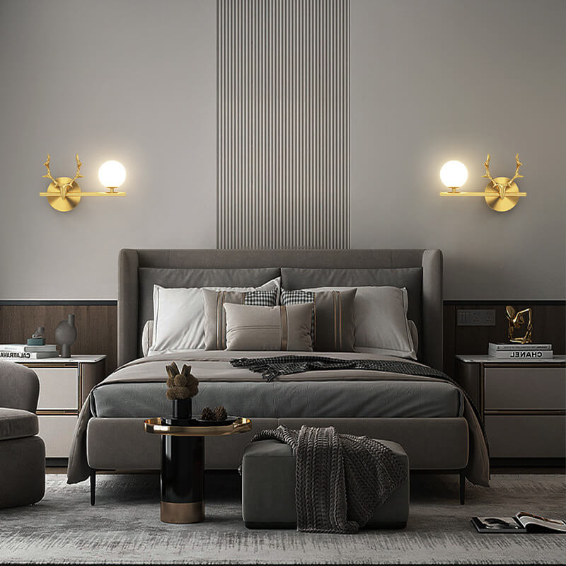 Antler Full Brass Glass Wall Lamp
