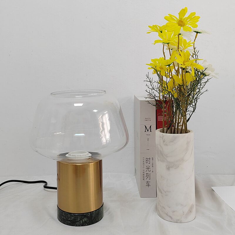 Cylindrical Marble Iron Glass Table Lamp