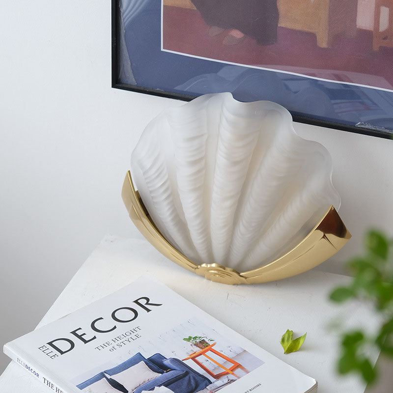 Shell Brass Glass Bedroom Wall Lamp