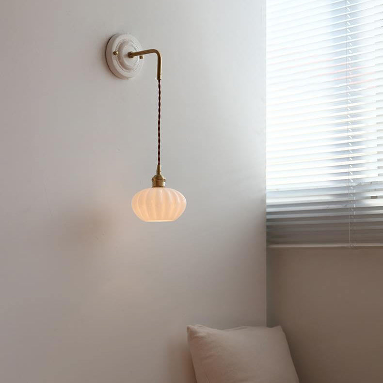 Glass Round Ceramic Wall Lamp