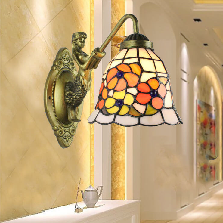 Mediterranean Conical Stained Glass Wall Lamp
