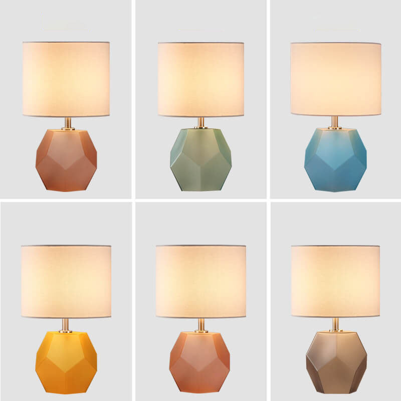 Drum Fabric Rhombus Ball Table Lamp