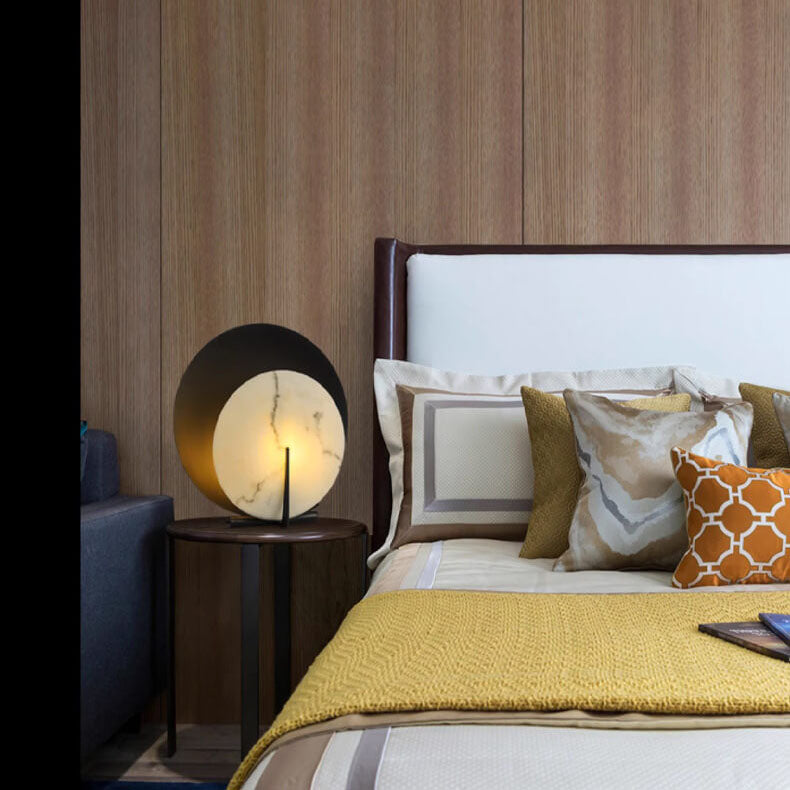 Double Discs Marble Iron Table Lamp