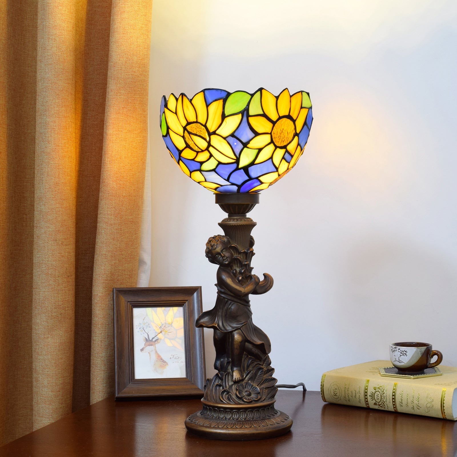 Resin Glass Hemispheric Sunflower Table Lamp
