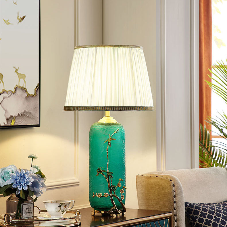 Bottle Glass Copper Fabric Table Lamp