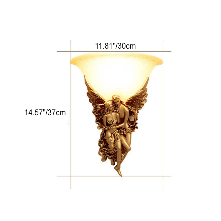 Angel Resin Design Glass Wall Lamp